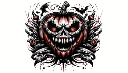 Obraz premium Evil Halloween Monster Tattoo Illustration