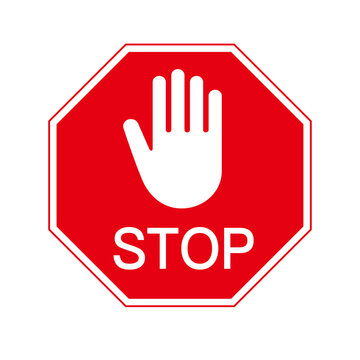 Single red hand stop sign