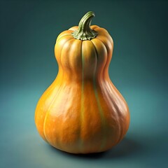 A vibrant 3D illustration of a butternut squash. rendered in realistic detail.