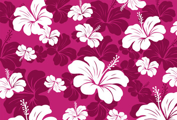Hawaiian Seamless Pattern. Hibiscus flowers Pattern. Tropic flowers and Leaves. Hawaiian Aloha Shirt. Design for fabric, textile, wallpaper, clothing. floral background. vector illustration
