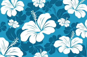 Hawaiian Seamless Pattern. Hibiscus flowers Pattern. Tropic flowers and Leaves. Hawaiian Aloha Shirt. Design for fabric, textile, wallpaper, clothing. floral background. vector illustration © Alano Design