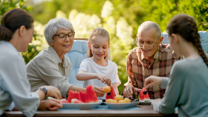 family spending time together in summer morning