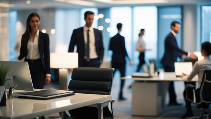 business people in a meeting ,conference business ,office interior bokeh image ,ai gen