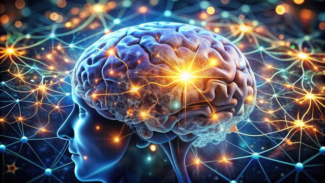 A close-up of a human brain made of puzzle pieces, with glowing neurons and synapses, representing cognitive function, mental clarity, and intellectual understanding.