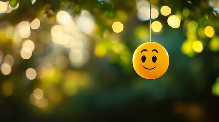 Smiling Emoji Hanging From A Branch