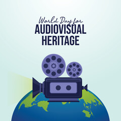 World Day for Audiovisual Heritage vector design template good for celebration usage. World Day for Audiovisual Heritage design. flat design. eps 10.