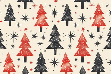 Obraz premium Christmas trees pattern wallpaper with festive design for holiday decor.