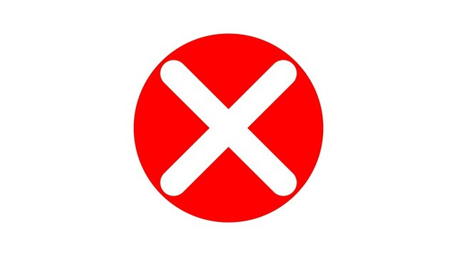 Cross Mark on Red Circle 4k Motion Graphics Video Footage with Alpha Channel
