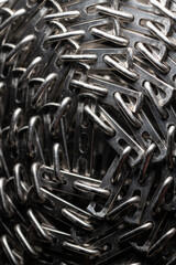 Detail of a spare coiled wire conveyor.
