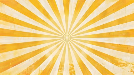 Abstract Sunburst Pattern with Grunge Texture in Yellow and White