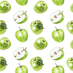Green apples harvest on The green Background