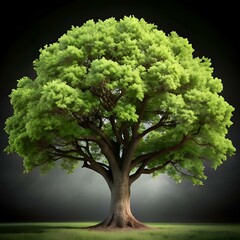 A majestic 3D illustration of a silver maple tree. its lush foliage reaching towards the sky.