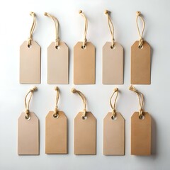 Ten Blank Kraft Paper Tags with Twine for Your Designs.