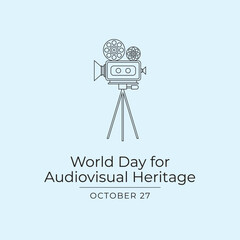 World Day for Audiovisual Heritage vector design template good for celebration usage. World Day for Audiovisual Heritage design. Continuous line drawing. eps 10.