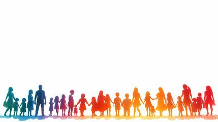 Naklejka premium 3D Family Diversity Border with Inclusivity Text concept as A clean border frame with diverse family silhouettes and the word Inclusivity at the top. The central area is left open for copy space ideal