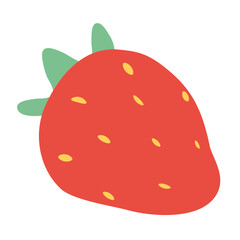 Strawberry, fresh garden red berry with seeds and leaf. Ripe sweet fruit icon. Natural organic summer food.