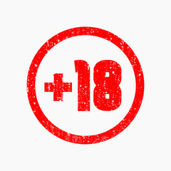 Adult Content Warning Symbol. rough texture