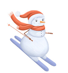 Charming Hand-Drawn Snowman Illustration with Transparent Background