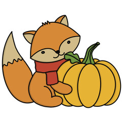 Fox with pumpkin