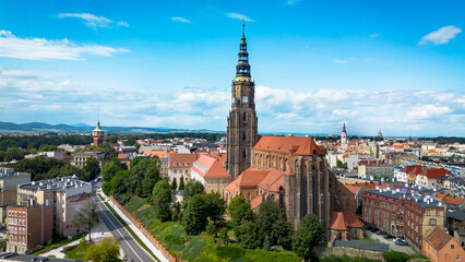View of the cathedral in Swidnica, Poland