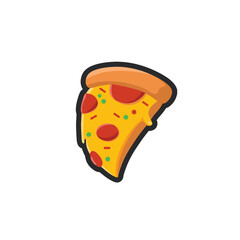 slice of pizza in outline flat vector design.