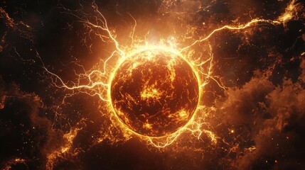 Fototapeta premium orb of energy, torus, flames, lightning