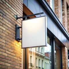 A blank storefront sign mockup with a sleek. modern design. perfect for showcasing your business name or branding.