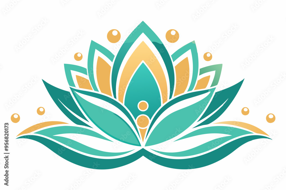 Wall mural pink green abstract lotus vector