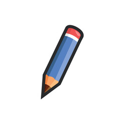 blue pencil in outline flat vector design.