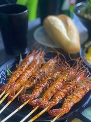 grilled shrimp on a grill