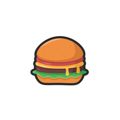 burger food in outline flat vector design.