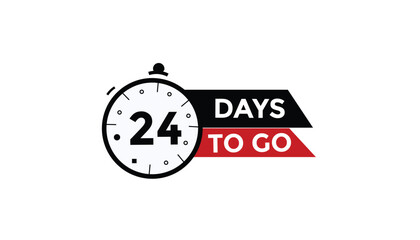 24 days to go Countdown number banner templates. time icon. Vector Illustration