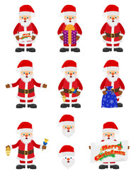 christmas and new year characters holiday symbols flat style vector illustration isolated on white background