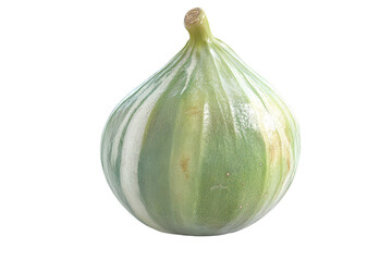 Obraz premium Fresh green fig with a unique striped pattern, ideal for culinary and lifestyle photography showcasing healthy ingredients.