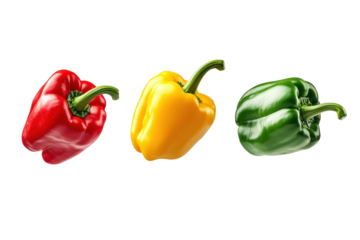 Fresh and vibrant bell peppers in red, yellow, and green colors, perfect for adding color to your dishes and healthy recipes.