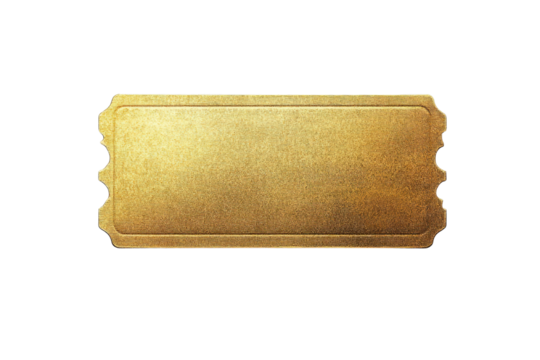 An elegant, blank golden ticket ready for customization, perfect for events, promotions, or special occasions.