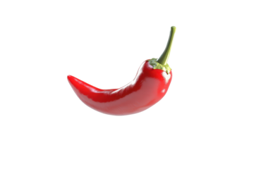 A vibrant red chili pepper isolated on a white background, perfect for culinary themes and spice-related projects.