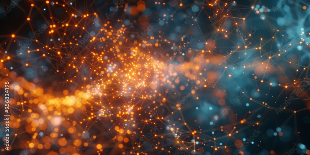 Poster Abstract concept of interconnected neurons in the brain, illustrating complex thought processes and cognition