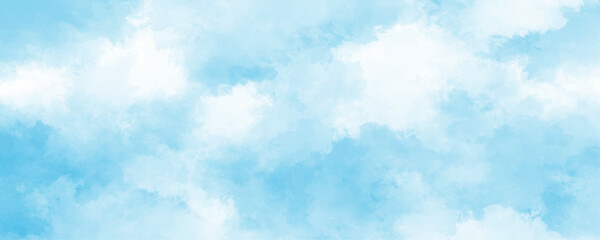 Blue sky with white clouds in sunny weather. white and blue smoke fire smoke cloud texture, distress overlay, fog cloudscape blue backdrop. Creative design with grunge aquarelle painted