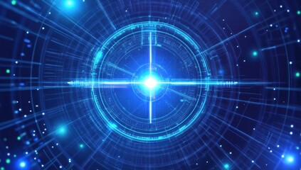 Abstract Futuristic Interface with Glowing Circle and Lines