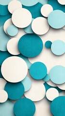 Abstract Teal and White Circles Pattern.