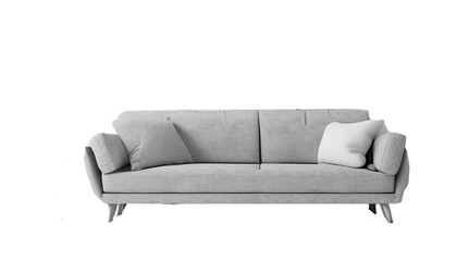 Home interior with gray sofa and white wall mock up, Scandinavian style, 3d render