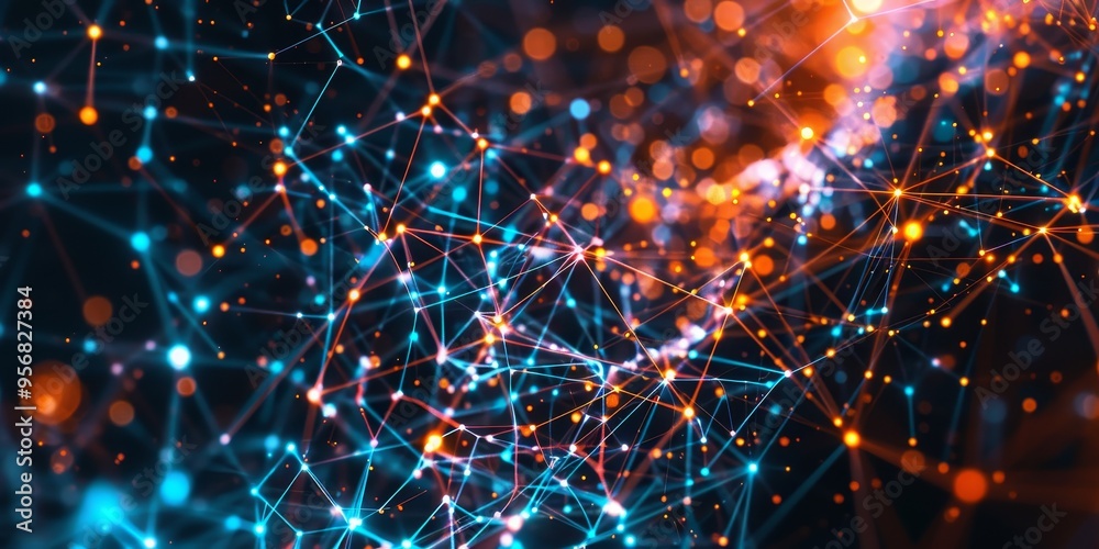 Poster Abstract concept of interconnected neurons in the brain, illustrating complex thought processes and cognition