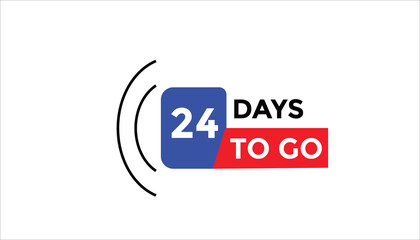 24 days to go Countdown number banner templates. time icon. Vector Illustration