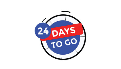 24 days to go Countdown number banner templates. time icon. Vector Illustration