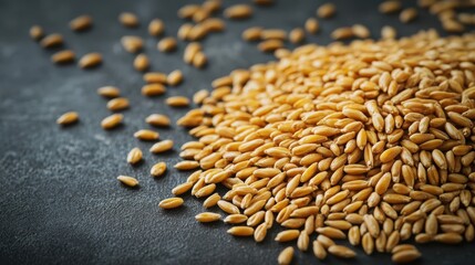 Fototapeta premium Close Up of Organic Spelt Grain on Black Background