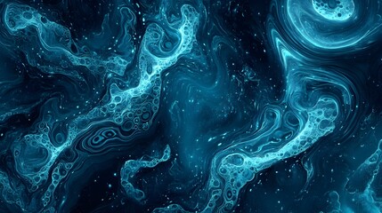 Obraz premium Captivating Bioluminescent Dreamscape:Mesmerizing Monochromatic Organic Abstract Digital