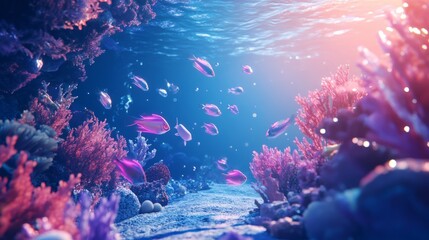 Fototapeta premium Glowing Fish and Chrome Coral Reefs: An Immersive AR Experience