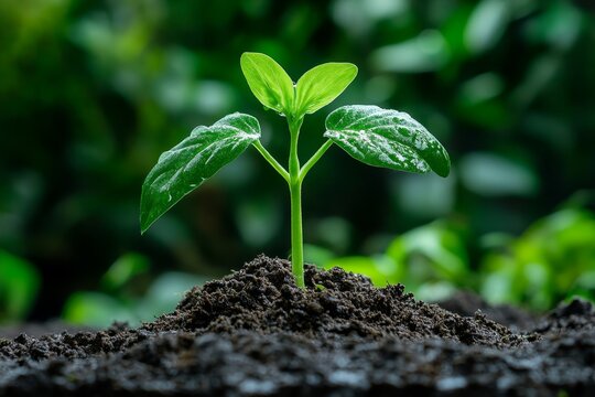 New sprout, bright sunlight, nurturing environment supports the delicate growth of the young plant