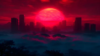 Keuken achterwand Bordeaux Cityscape Landscape Anime Style Encaustic  © Wagner